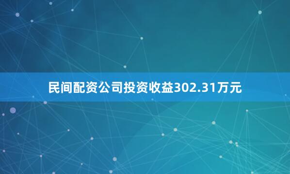 民间配资公司投资收益302.31万元